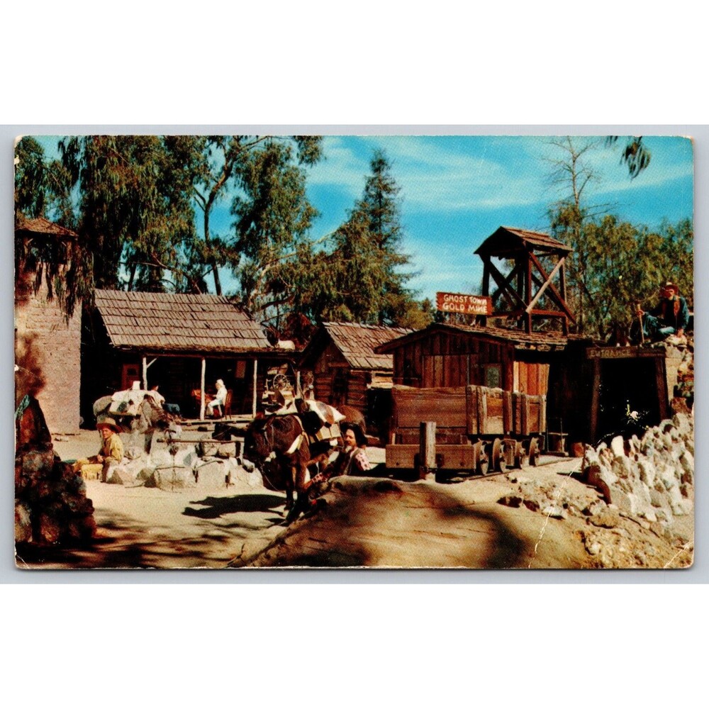 Vintage Knott's Berry Farm Postcard Ghost Town Gold Mine Arastra Buena Park CA